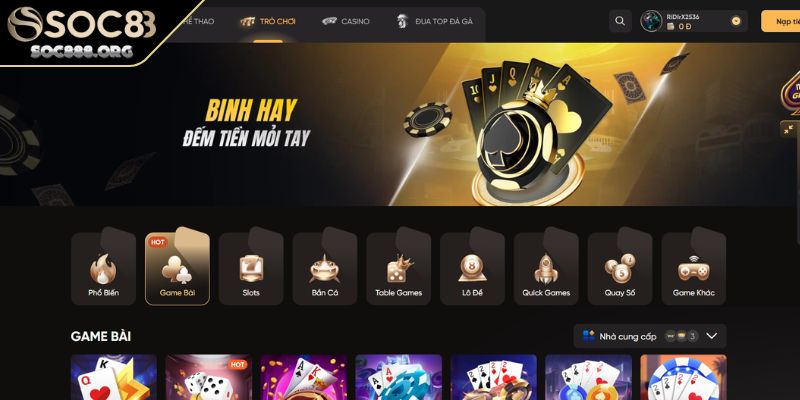 Game Bài Soc88 Trải Nghiệm Cá Cược Trực Tuyến An Toàn 1 Tổng quan về game bài Soc88
