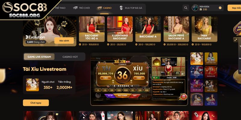 Live Casino Soc88 Sân Chơi Giải Trí Đỉnh Cao Và Kịch Tính 3 Đa dạng trò chơi hấp dẫn